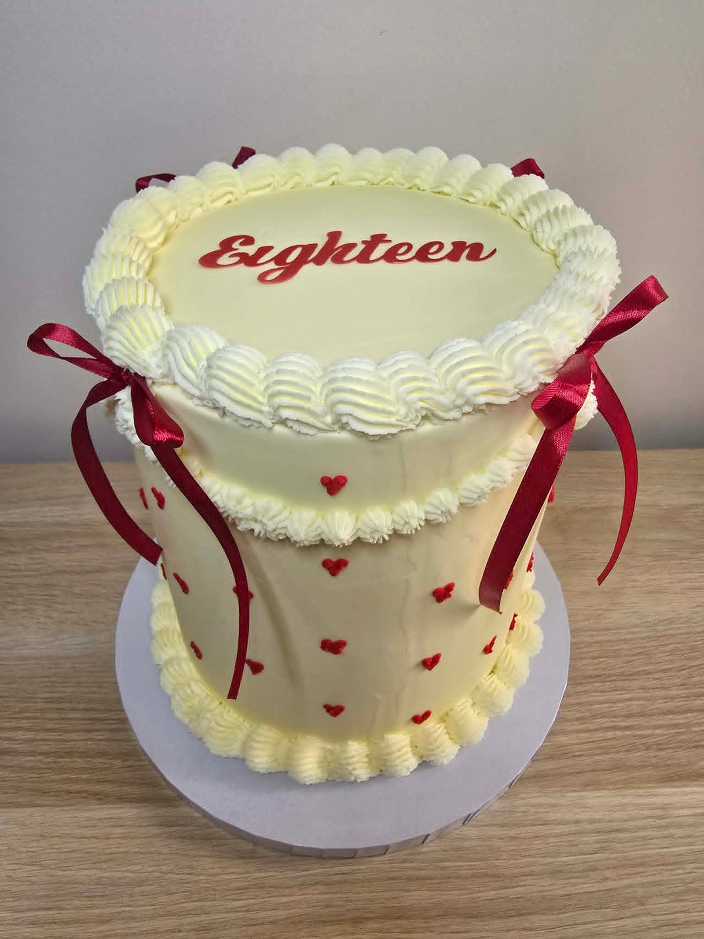 Birthday Cake with mini hearts and bows