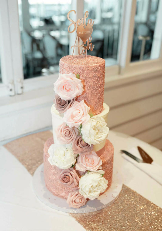 Rose Gold 3 tier wedding cake