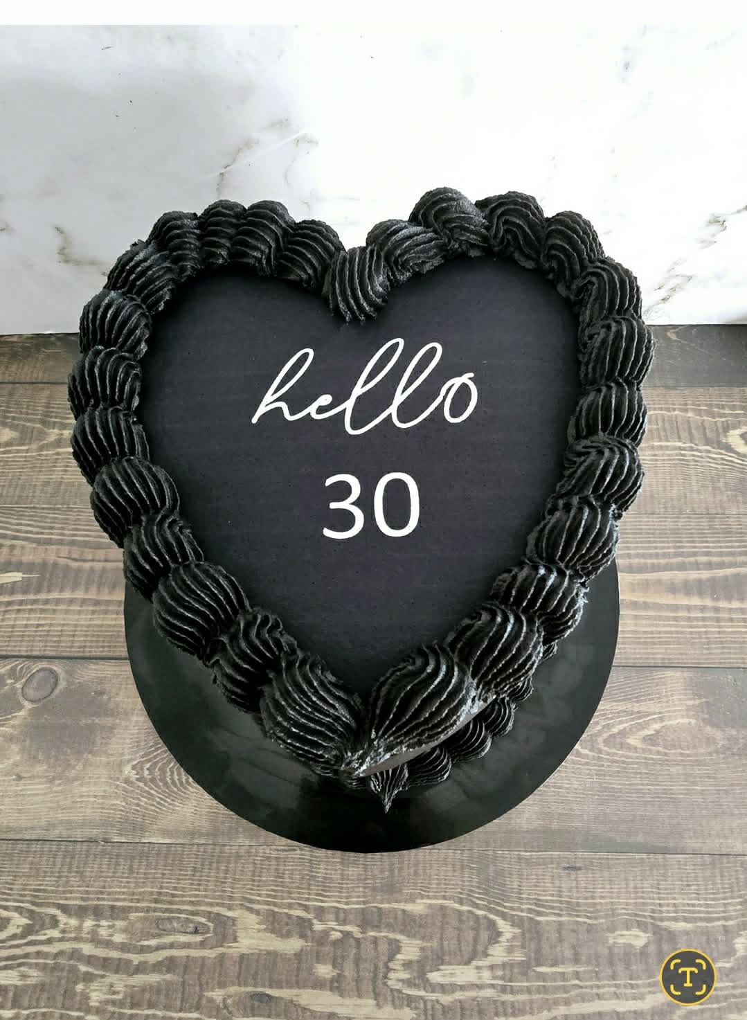 Heart-shaped black cake