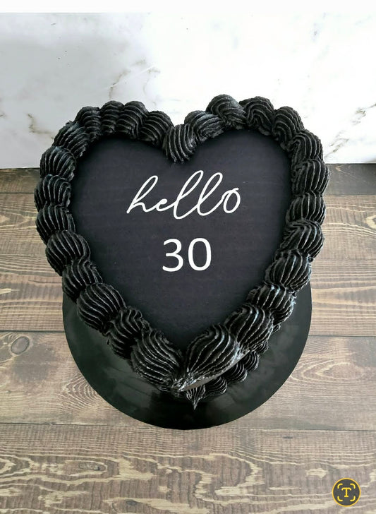 Heart-shaped black cake