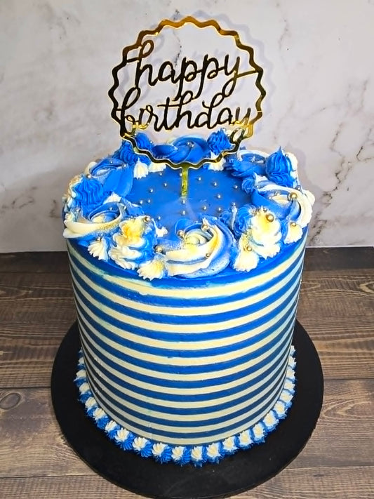 Blue and White Striped cake