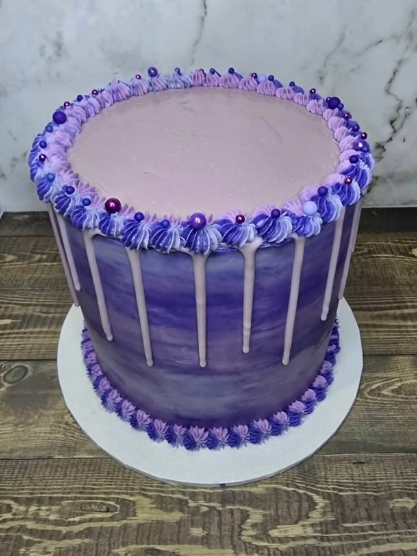 Purple Marble Cake with a Drip