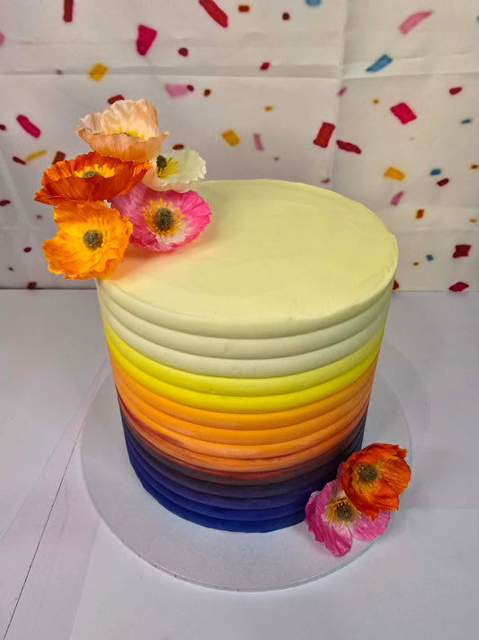 Sunset Cake with Flowers