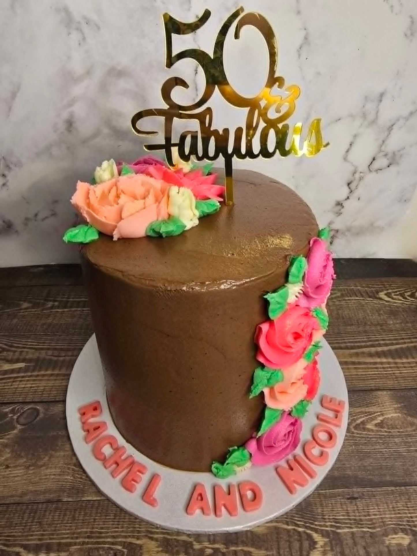 Birthday Cake with buttercream flowers