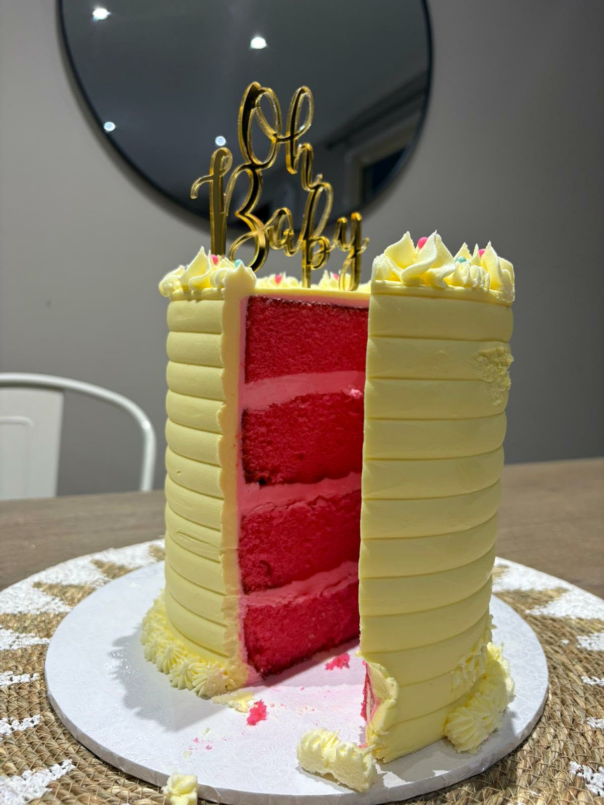 Yellow Gender Reveal Cake